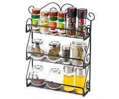EZOWare Gewürzregal, 3-Etagen Metal Gewürzständer für Gewürzstreuer Gewürzdosen - Schwarz
