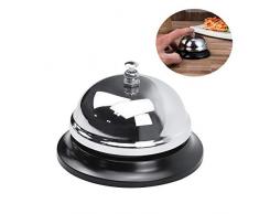 WEKON Tischglocke Rezeptionsklingel Tischklingel für Küche, Restaurant, Hotel Bars Tresen, Schule, Hali Gali Spiel, Krankenhäuser, Hundetraining - Metall Silber