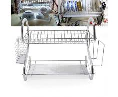 Geschirrkorb, Tellerregal Geschirrtrockner Edelstahl Abtropfgestell für Küche 40 * 38 * 24cm