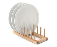 Continenta Tellerständer für 6 Teller, Tellerablage, Tellerregal aus Gummibaumholz, Größe: 30 x 12 x 9 cm (ohne Teller)