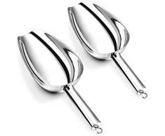 Eisschaufel 2er-Set, HaWare Edelstahl Kleiner Abwiegeschaufel Mehlschaufel Futterschaufel Sackschaufel Abfüllschaufel für Küche, Bar, Buffet, Party, Vielseitig & Spülmaschinenfest - 5 Unzen