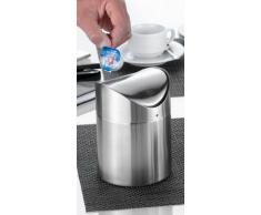 Esmeyer 400-1658 Tischabfallbehälter SWING mit Schwingdeckel, aus gebürstetem Edelstahl 18/10, matt Höhe: 150 mm, Durchmesser: 120 mm