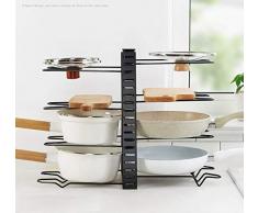 Old Tjikko Multifunktions Pfannenhalter Verstellbar,Topfdeckelhalter Deckelhalter,Küchenregal Pfannenhalter,Schrank Organizer Einfach zu Montieren und zu Reinigen(8 Ebenen)