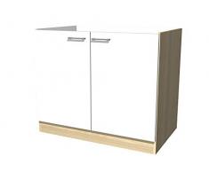 Spülenunterschrank 100 cm breit ohne Arbeitsplatte Creme Weiß Akazie - Ancona