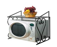 Multifunktions 2 Schichten Double Deck Eisen Metall Mikrowelle Regal Ablagen Seiten Organizer Küchentheke Schrank, Mikrowelle Regal Ständer, Küche Ablage Regal Organizer Ständer ( Farbe : Schwarz )