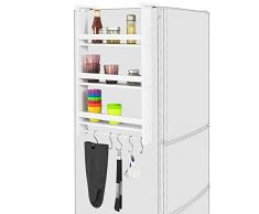 SoBuy® FRG150-W Hängeregal für Kühlschrank mit 5 Haken Türregal Küchenregal Gewürzregale mit 3 Ablagen, BHT ca.: 42x74x9cm