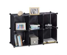 Relaxdays Regalsystem mit 6 Fächern, Standregal offen, Steckregal aus Kunststoff, HxBxT: ca. 65 x 96 x 32 cm, schwarz