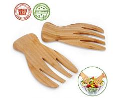 Salatbesteck Bambus Servierzange Servierklauen Holz Server Krallen Stilvolles Design Bestes zum Servieren von Salat, Pasta, Obst großartig auf Ihrer Küche Theke 2 Stück