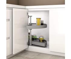 Gedotec Halbkreis-Schwenkbeschlag Küche Drehbeschlag mit Tablarboden für Eckschrank | Drehteller für Unter-Schrank | 900 x 550 mm | MADE IN GERMANY | 1 Komplett-Set mit Schwenk-Böden aus Polyamid