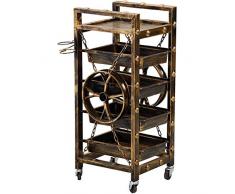 BNSDMM Trolley - 5-lagiges Retro-Friseur-Gerätewagen Mobiler Multifunktions-Friseursalon Friseursalon Heißfärbender Beauty-Kinderwagen Haushaltsregal - 90x37x33cm