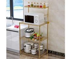 XXXVV Küchenwagen Rollwagen Servierwagen Küchentrolley mit Griff Metall Roll Regal für Küche Bad Büro mit Rollen 3 Etagen Mint,Gold