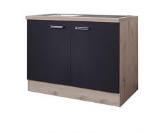 MMR Küchen-Spülenschrank LONDON - Unterschrank - mit Spülbecken - 2-türig - Breite 100 cm - Anthrazit