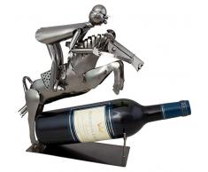 Brubaker Weinflaschenhalter Reiter im Sprung Deko-Objekt Metall Flaschenständer mit Grußkarte für Weingeschenk