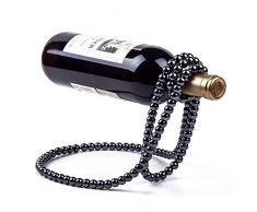 WHR-ZSP Weinregal Metall Schwarz, Perlenkette Weinregal Suspension Weinregal KüChe Hauptdekorationen Neuheit Geschenk 27 * 17 * 17 cm,Black