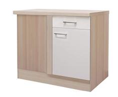 MMR Küchen-Eckunterschrank DERRY - Eckschrank - Unterschrank - 1-türig - 1 Schublade - Breite 110 cm - Perlmutt Weiß
