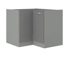 Eckunterschrank 89x89 cm Grey Hochglanz Grau Küchenzeile Küchenblock Küche Vario