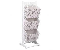 Festnight 3-stufiges Korbregal Blumenmuster 35 x 35 x 102 cm Holz Allzweckregal Badregal Aufbewahrung Regal
