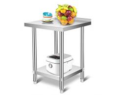 Greensen Arbeitstisch Edelstahl Küchentisch Gastro Tisch Küche Edelstahltisch Silber Lebensmittel Zubereitungstisch mit Aufkantung Gewerbliche Arbeitstisch für Küche Bar Restaurant Schule