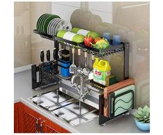 Spülbeckenregal Abtropffläche für Spülbeckenregale Edelstahl über dem Spülbeckenregal Lagerregal (Spülbeckengröße ≤ 32 1/2 Zoll) (Schwarz, 33,5X10,4X21,9 Zoll)