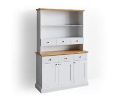 Vicco Küchenschrank Cambridge Vitrine Buffet Küchenregal Landhaus Eiche (Weiß/Eiche)