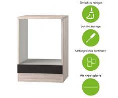 MMR Herdumbauschrank DALLAS, Küchenschrank, Umbauschrank, 60 cm breit, Grau/Akazie Dekor