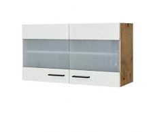 MMR Küchen-Glashängeschrank GLASGOW - Küchenschrank - Hängeschrank - 2-türig - 100 cm breit - Creme Matt