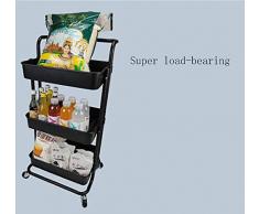 YGB Küchenwagen Rollwagen Servierwagen3 Etagen Küchenwagen Servierwagen Rollwagen Mit Abschließbaren Rädern Küchentrolley Metall Roll Regal Für Küche Bad Büro