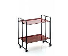 DON HIERRO - Servierwagen, klappbar, Farbe Rüster-Maser Furnier und Keilrahmen schwarz - 4 Positionen