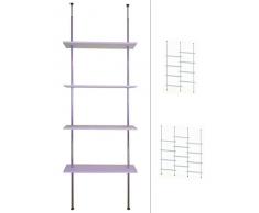 Teleskopregal Wandregal Regal ohne Bohren - 4 bis 12 Ablageböden Weiß höhenverstellbar - rutschfeste Füße (4 Ablageböden)