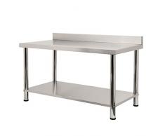LARS360® Edelstahl Arbeitstisch Edelstahltisch Gastro Silber Lebensmittel Zubereitungstisch Gewerbliche Arbeitstisch für Küche Bar Restaurant (L x B x H: 150 * 60 * 85 cm, mit Aufkantung)
