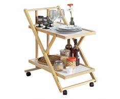 SoBuy FKW52-WN Servierwagen zusammenklappbar Beistellwagen Küchenwagen Rollwagen mit 2 Etagen BHT ca: 35x81x70cm