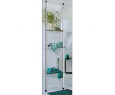 Badregal ohne Bohren Teleskopregal 3 Ablageböden Höhenverstellbar bis 270 cm verchromter Stahl Badezimmer Regal Bad
