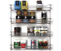 Kitcherieur Edelstahl Gewürzregal mit 4 Etagen 37,8x42,5x6,6cm, Gewürzhalter hängend für 24 Gewürzdosen in Küche/Outdoor für Grill da rostfrei, Küchenschrank Spice Rack Design silberfarben