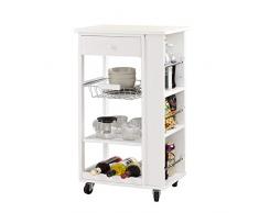 SoBuy FKW12-W Servierwagen Küchenwagen Rollwagen mit Schublade aus Holz weiß BHT: 50x86x37cm