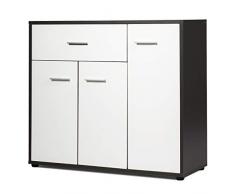 GOPLUS Küchensideboard, Aufbewahrungsschrank mit 1 Schublade, 3 Türen, 2 Regale, stapelbare Schränke mit verstellbarem Einlegeboden, Küchenschrank für Esszimmer, Buffet, Zuhause, weiß, 88 x 30 x 70 cm