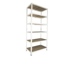 shelfplaza® HOME Steckregal 230x60x30cm weiß 6 Böden - Kellerregal Lagerregal Metallregal Schwerlastregal Garagenregal Fachbodenregal Werkstattregal Haushaltsregal Ordnerregal