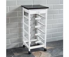 Vierfächriger Küchenrollwagen Aus Holz, Weiß Von Chef Vida