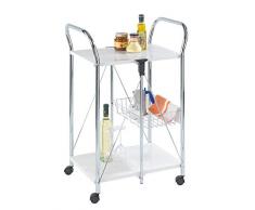 Wenko 900030100 Servierwagen Sunny, zusammenklappbar, Ablagekorb, 56.5 x 90.5 x 44 cm, weiß, pulverbeschichtetes Metall