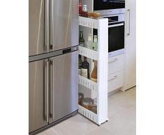 Nischenregal mit 4 Etagen, Regal schmal Küchrenregal Rollwagen Ordnungswagen platzsparend