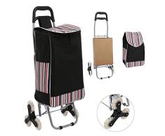 Zusammenklappbarer Einkaufswagen und Allzweckwagen, tragbar, leicht, für Treppensteiger mit wasserabweisender, strapazierfähiger Leinwand mit Abdeckung, doppelter Schwenkräder vorne