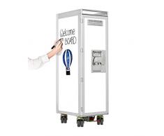 VanDeBord Flugzeugtrolley Whiteboard, Gebrauchtes Original aus der Luftfahrt - ausgemustert und hochwertig restauriert, Flugzeug Servierwagen, Original Airline Trolley, Rundum zum Beschriften