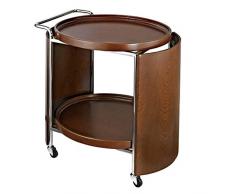 HIGHKAS 2-stufiger runder Weinwagen aus massivem Holz, beweglicher Lagerregal-Servierwagen, Hotelservice-Auto, Speisewagen zu Hause, tragbarer 4-Rad-Werkzeugwagenwagen