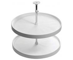 Gedotec Vollkreis-Schwenkbeschlag Drehteller höhen-verstellbar mit Tablarboden für Eckschrank weiß | Höhe: 652-717 mm | MADE IN GERMANY | 1 Set - Küchenschrank Drehbeschlag-Set mit Schwenk-Böden