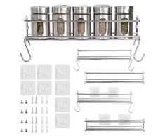 MIXSOUL Gewürzregal/Lagerregal (Metallische Gewürzregal in der Küche), 4 Separate Layers, hängt Sich an der Wand oder an der Schranktür, passend auch auf Badezimmer, handgefertigte Räume