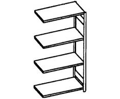 META 1370046 Lagerregal mit 4 Böden, 150 Clip Set, Anbauregal 2000 mm x 1000 mm x 500 mm, Verzinkt