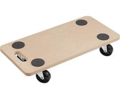 Metafranc Transportroller 590 x 290 mm - 200 kg Tragkraft - MDF-Platte - PP-Räder / Möbelroller / Transporthilfe für Umzug / Rollwagen für Möbel-Transport / Kistenroller aus Holz / 820040