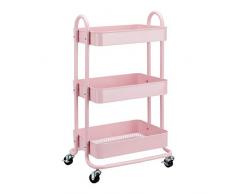 AmazonBasics – Werkzeug- oder Küchenrollwagen, 3 Ebenen, Altrosa
