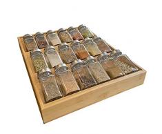 Simhoo Gewürzregal aus Bambus, Gewürzschale, Abgeschrägte Aufbewahrungsbox für Gewürzflaschen, Küchenschublade, Geeignet für das Esszimmer