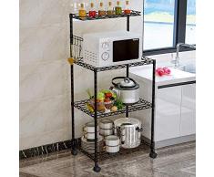 LENTIA Bäckerregal Küchenregal Stabiler Mikrowellenhalter Servierwagen Küche Aufbewahrungsregal 4 Etagen Standregal für die Küchenutensilien schwarz 57 * 35 * 122cm