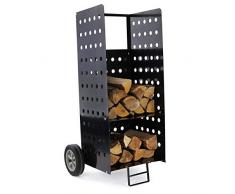 RAMROXX 34172 Brennholz Kaminholzwagen Beistellwagen für Kamin Holzscheite XL schwarz